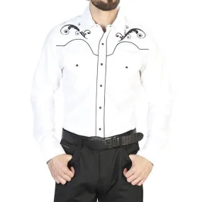 Camisa Vaquera Bordada El General Blanca GEN-42957