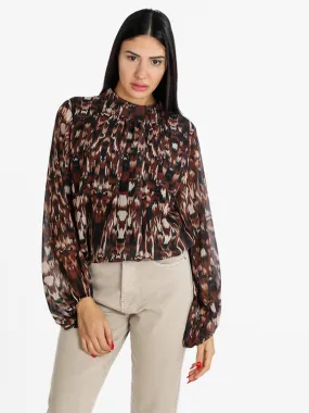 Solada Blusa de cuello alto y manga abullonada